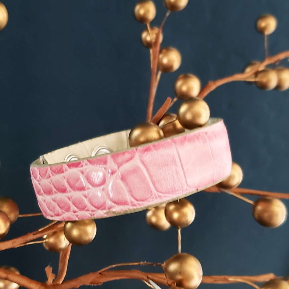 Pink Croc Skin Cuff Bracelet #2